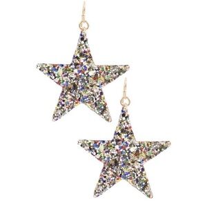 Glitter Stone Star Hook Earrings Multi 5420